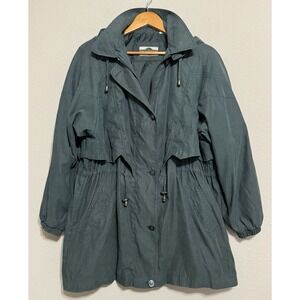 Y2K Vintage Outbrook Womens Green Chore Coat L Full‎ Zip & Button Vented